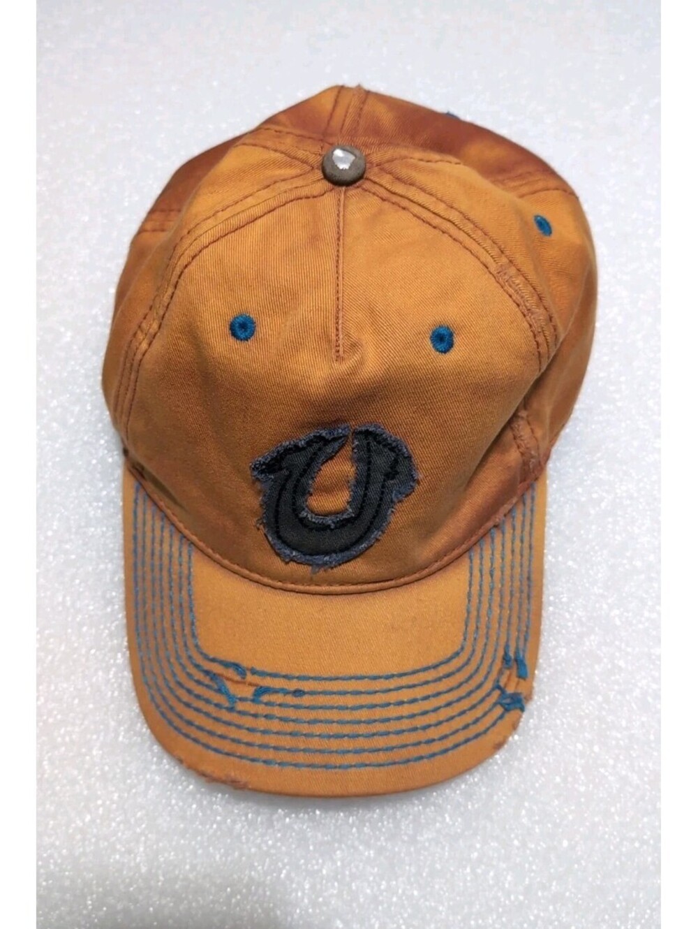 Vintage True Religion Hat Cap Distressed Horseshoe Adjustable Y2K OSFA